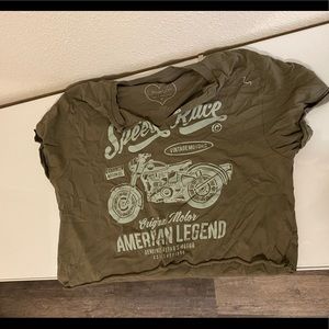 Motorcycle green crop top